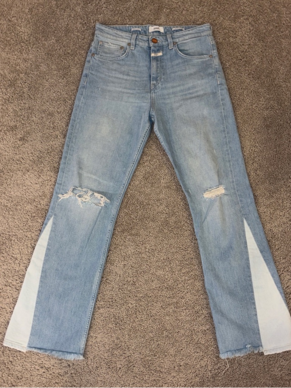 Madewell Light Blue Split-Hem Distressed Bootcut Jeans
